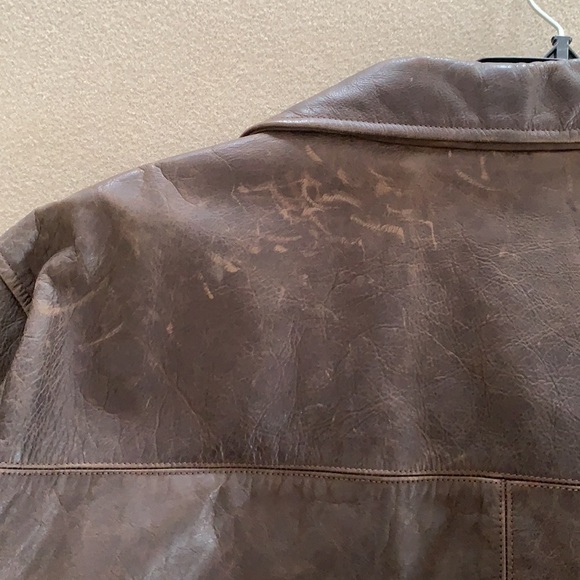 Vintage Lands End Men Leather Blazer Coat Jacket Brown Lined Wool Extra Large XL - Picture 12 of 16